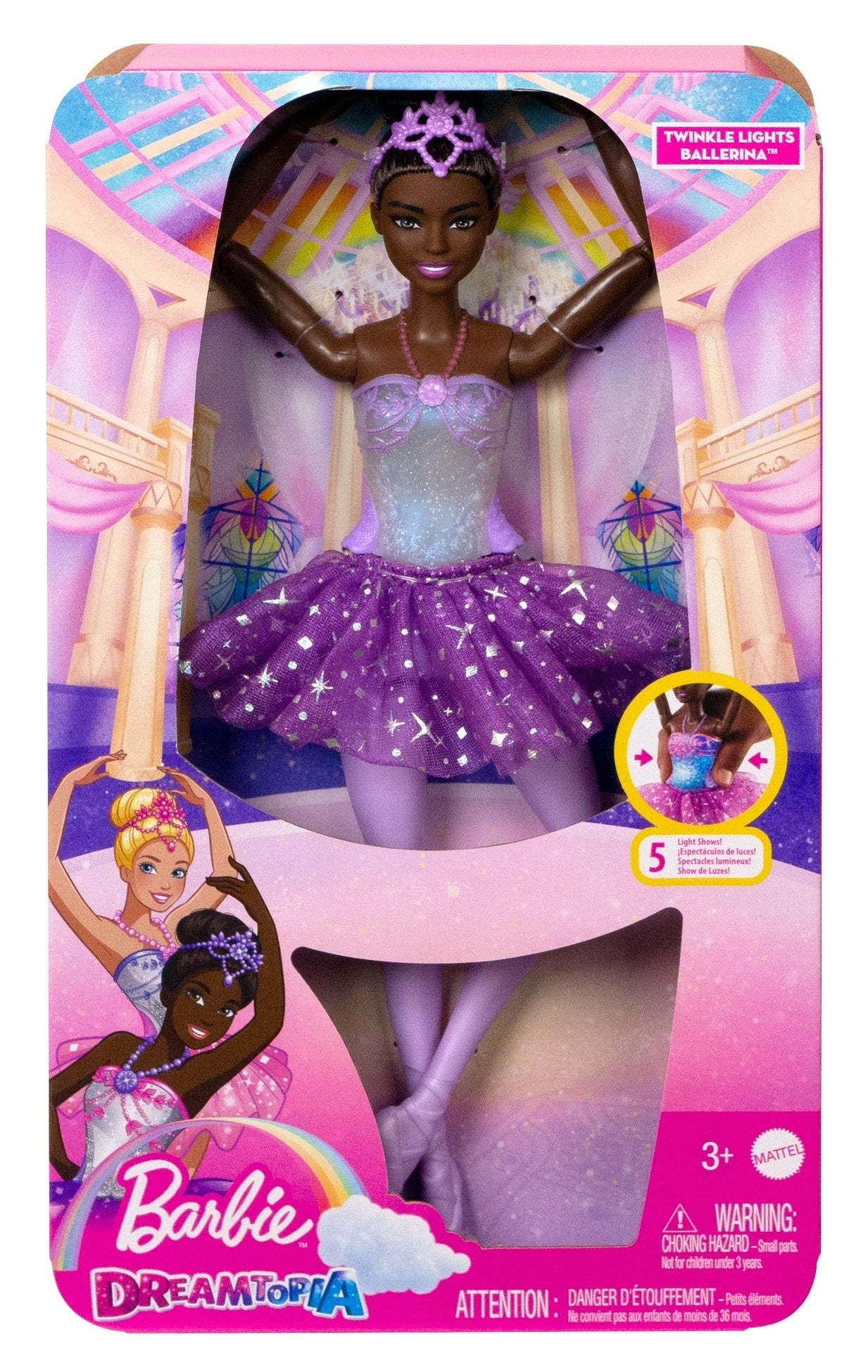 Barbie glowing magic ballerina with purple skirt HLC26