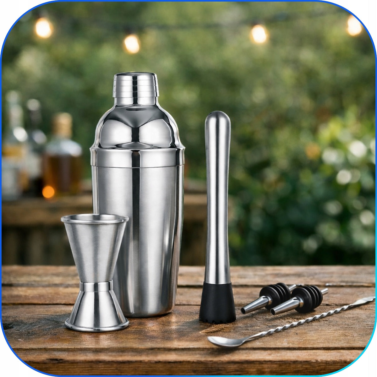 Bartending Set for Drink Shaker 700ml Sheiker Accessories Steel 6 Elements Packaging status original