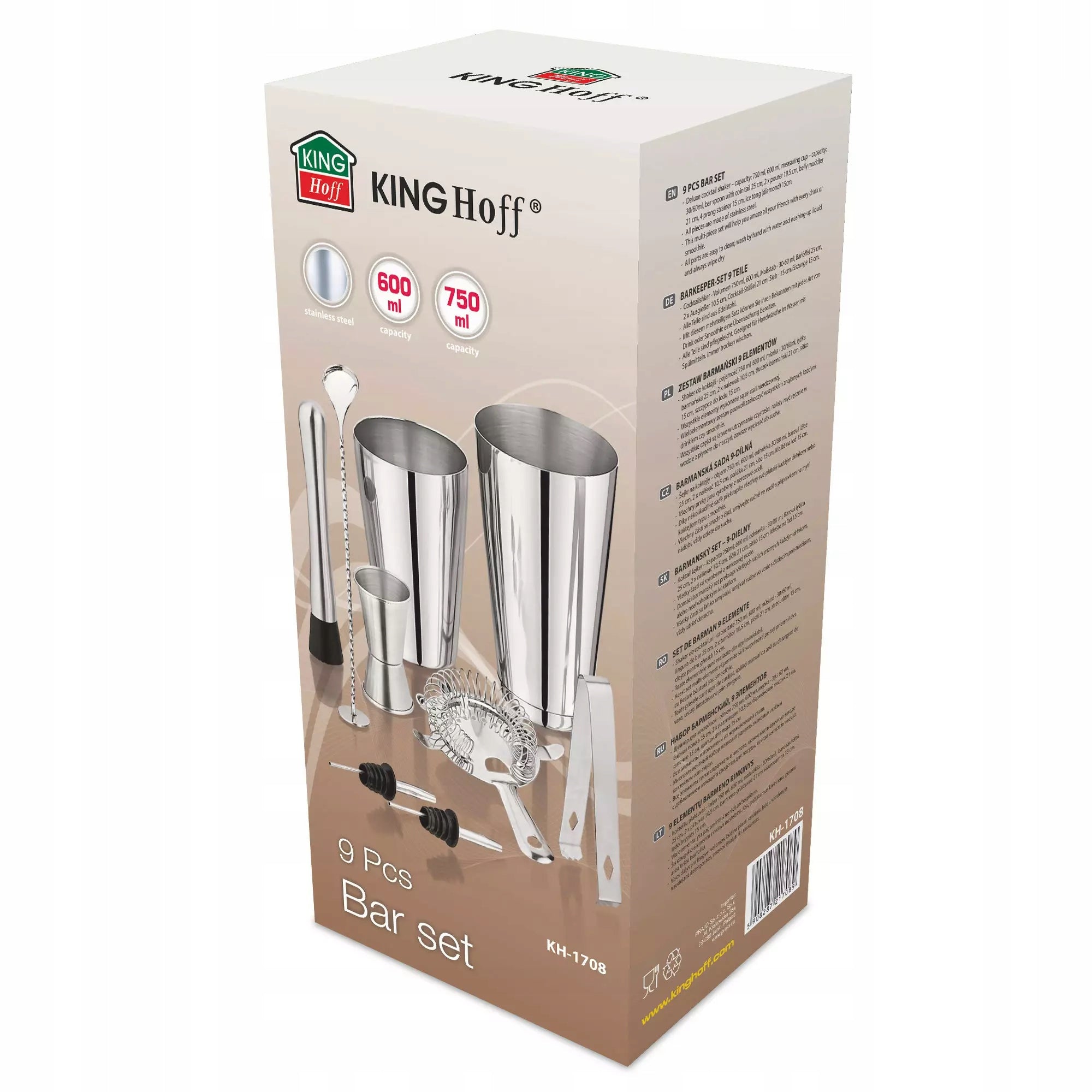 Bartending set 9 elements, steel KINGHoff Series KH-1708