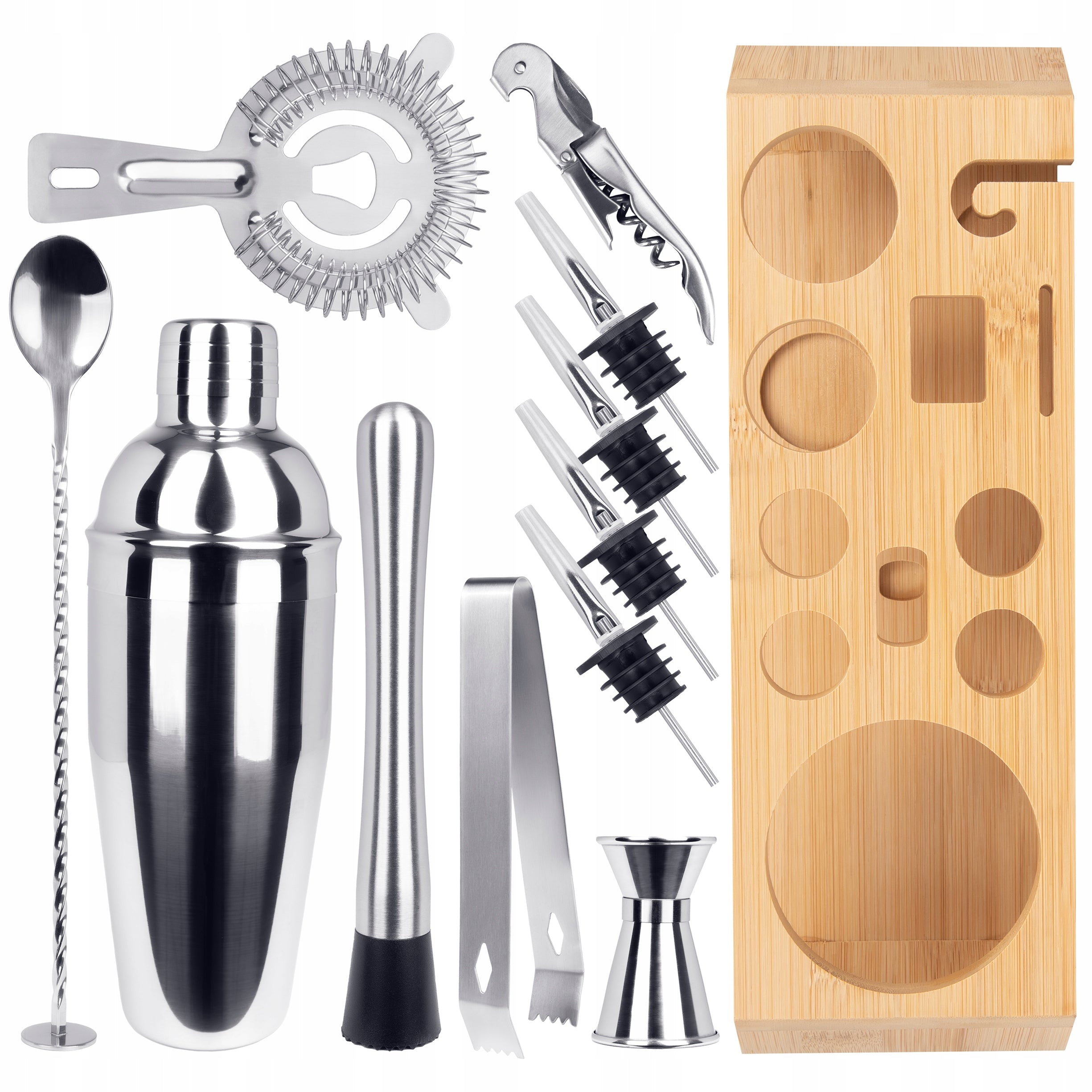 Bartending set for drinks 12 el. shaker 750 ml muddler jigger sieve stand Manufacturer DrinkMaker