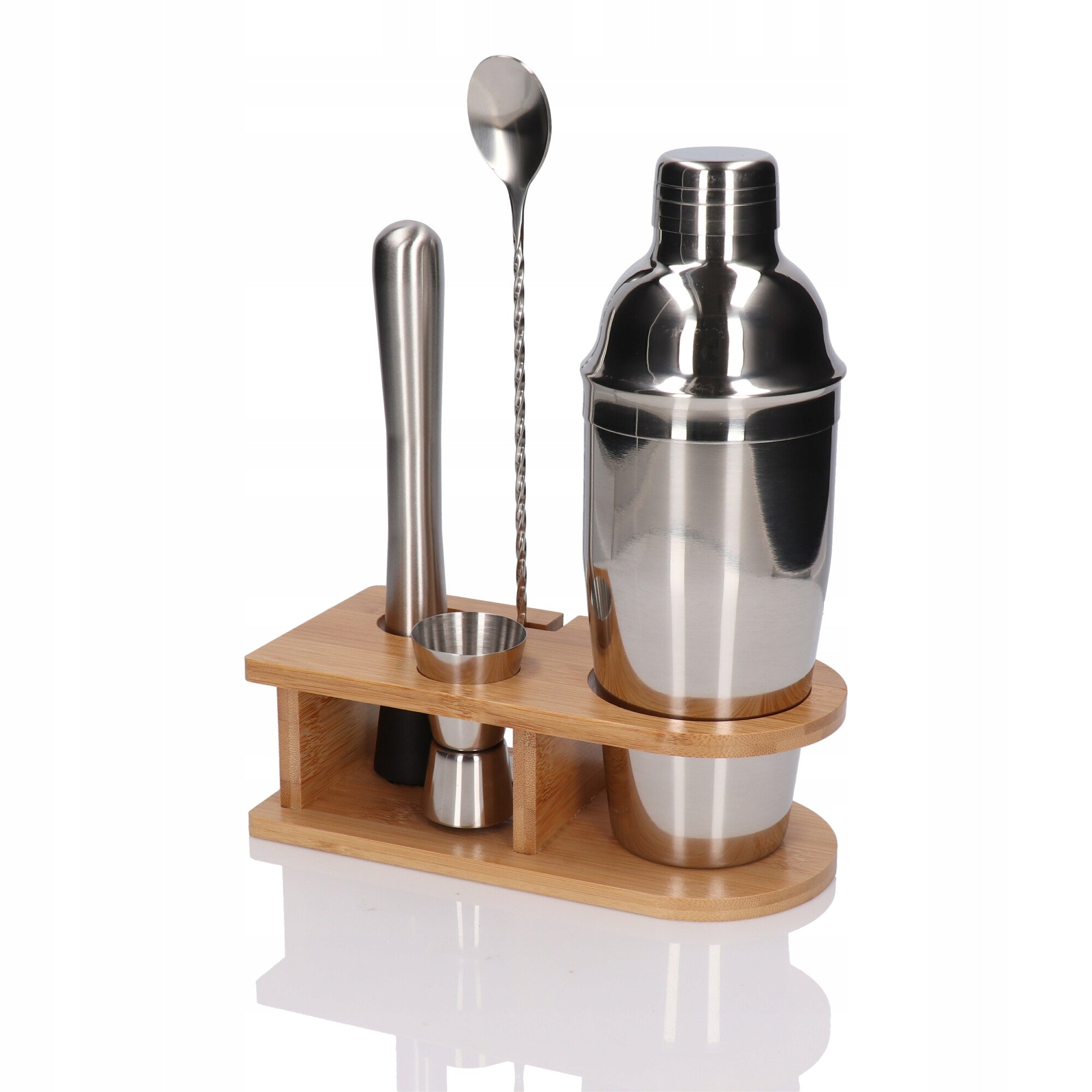 Bartending set with stand 5 el silver shaker cobbler Packaging status original