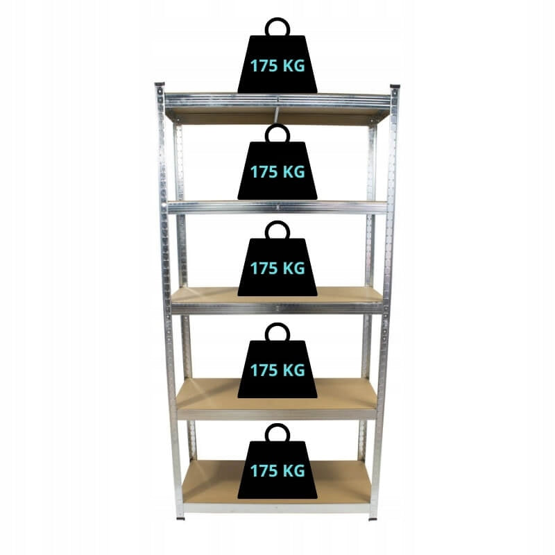 Basement rack METAL storage 150x75x30 STRONG workshop 5 shelves Manufacturer code RM-035-1-MAJS