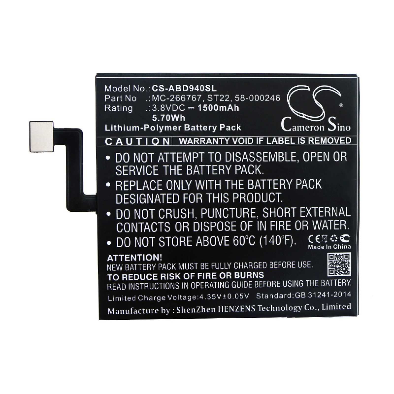 Baterie Cameron Sino CS-ABD940SL, 3.8V, Li-Polymer, 1500mAh / 5.70Wh Brand no brand