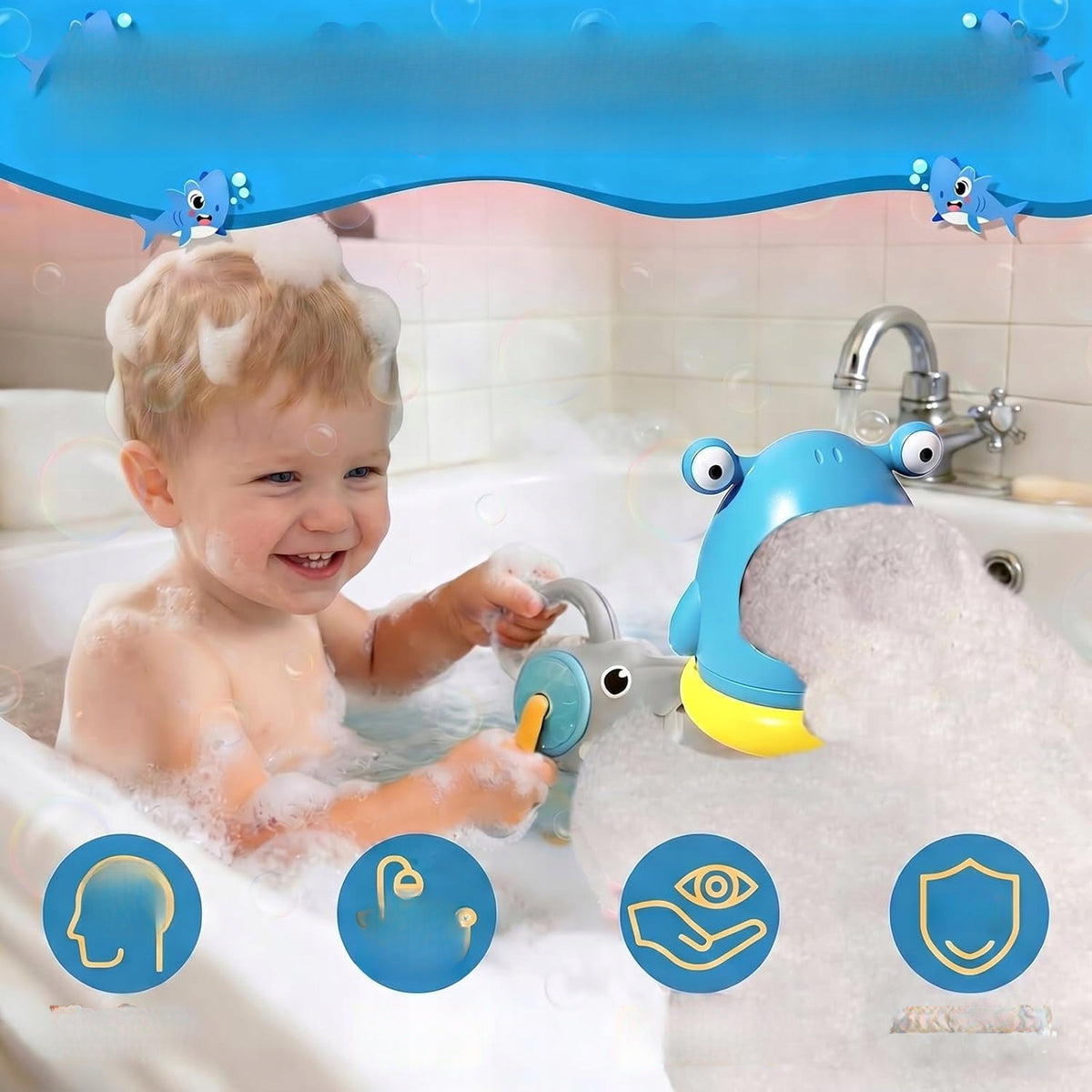 Bath Bubble Machine Set for Kids ABS BPA Free Bathtub Packaging status original