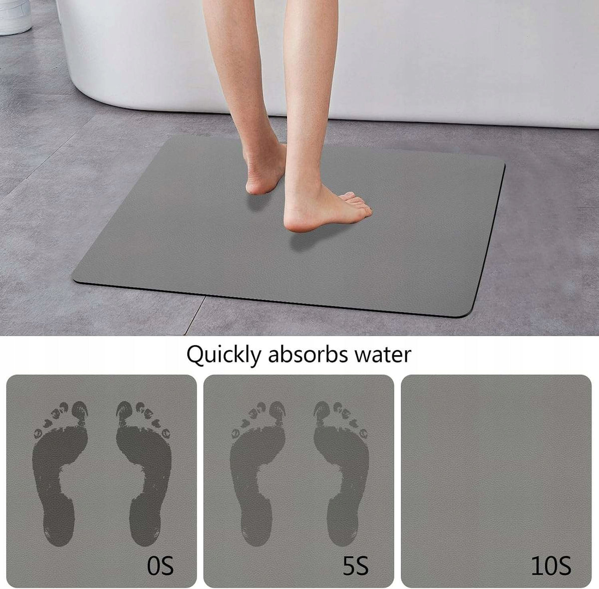 Bath Mat for Bathroom Absorbent Rubber Grey 60x150cm Brand no brand
