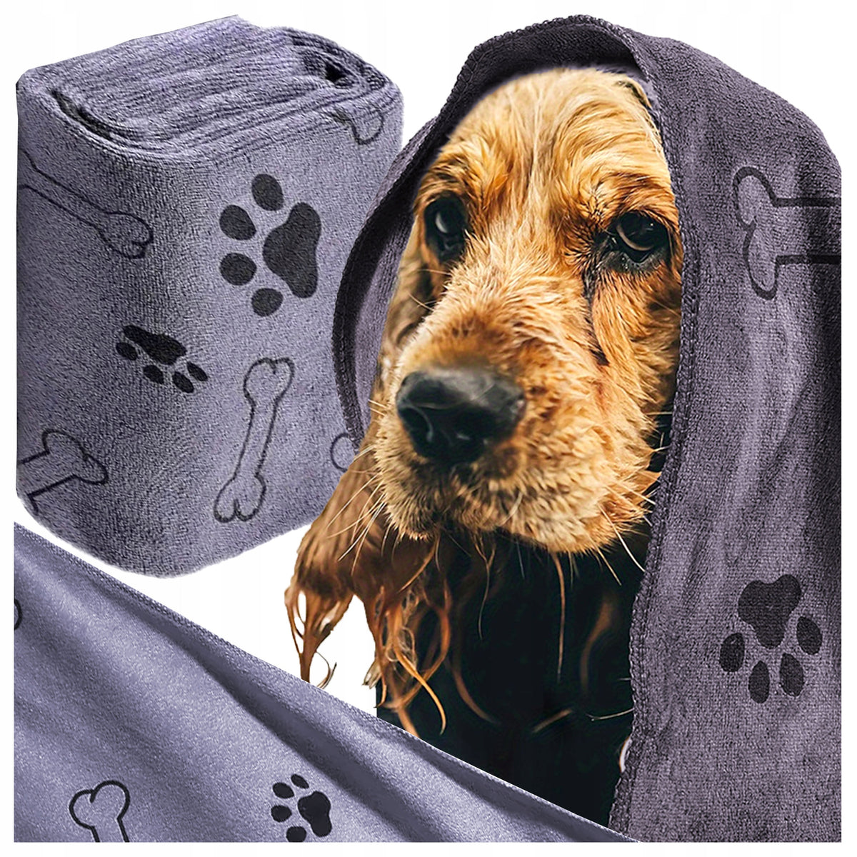 Bath Towel 60x100cm for Cat Dog Microfiber Absorbent for Bathing