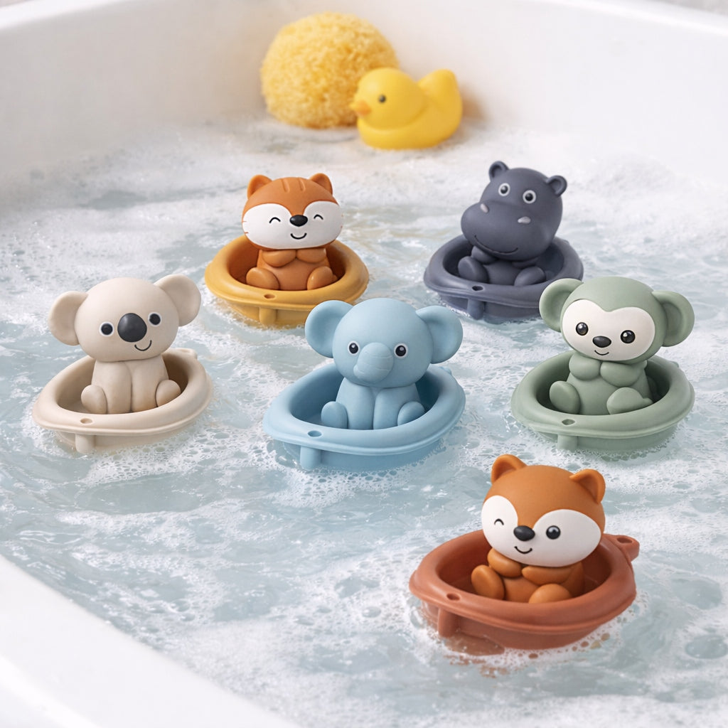 Bath toys bath toy set Animals boats Beige 12el. Brand MilaBaby
