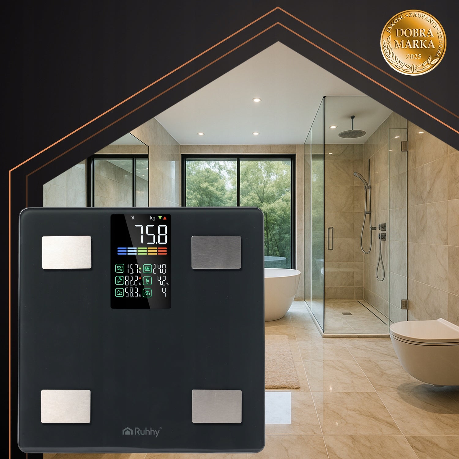 Bathroom Analytical Scale 13 Parameters Application in Polish 226kg BMI Brand no brand