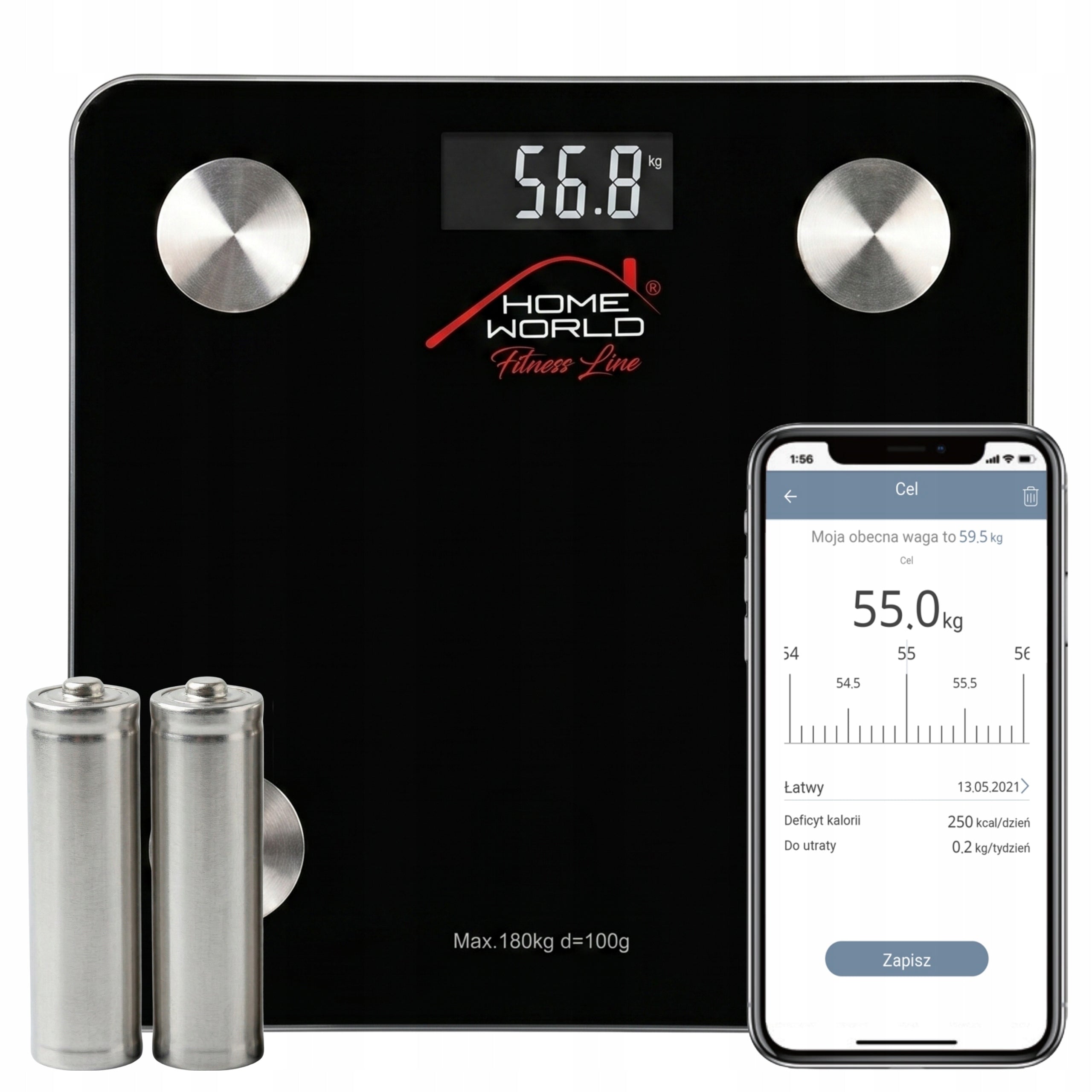 Bathroom Analytical Scale Examines Body Mass Composition 180g Glass BLUETOOTH