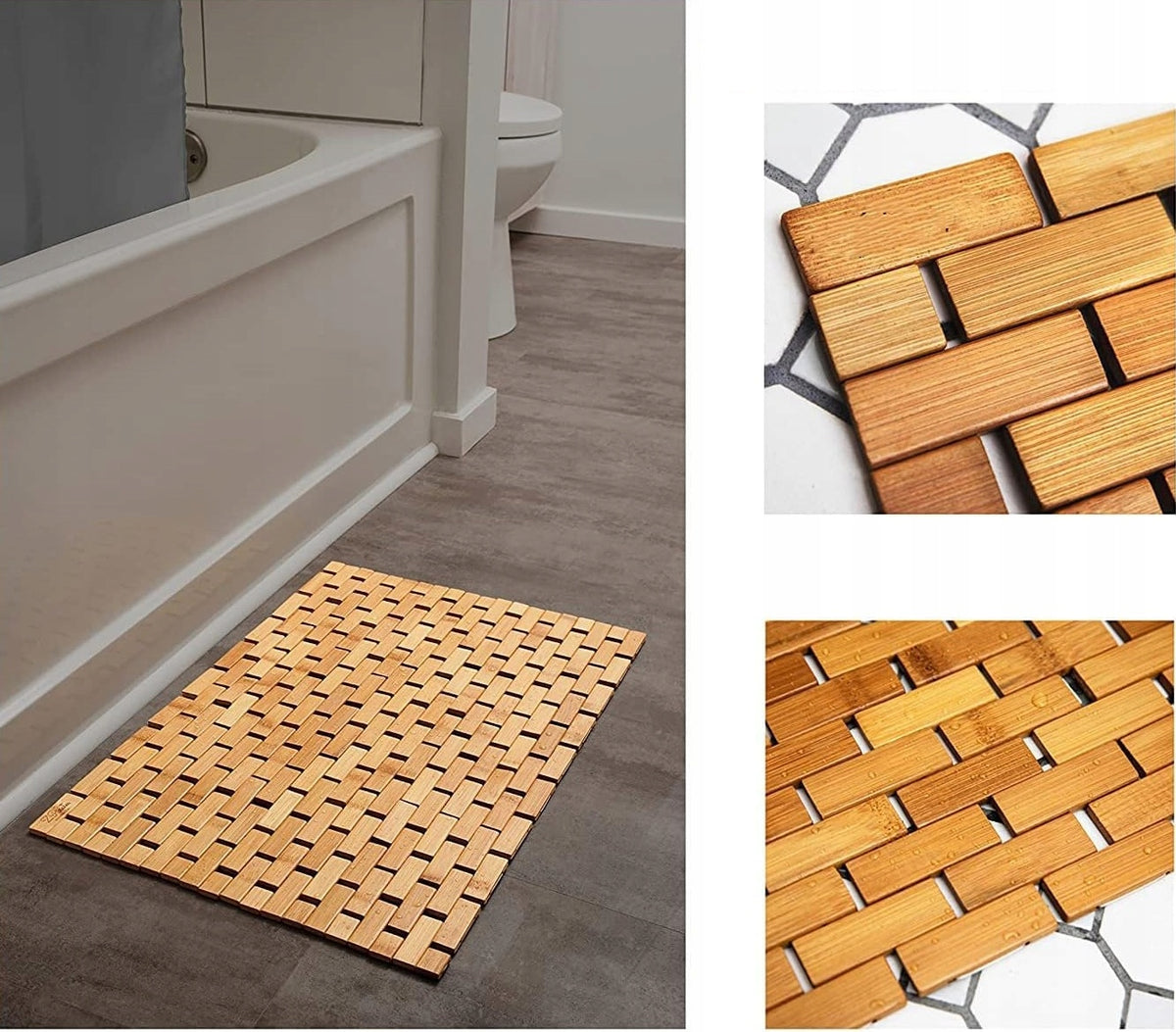 Bathroom BAMBOO MAT Floor Rug Wooden for Bathroom Natural Product width 50 cm