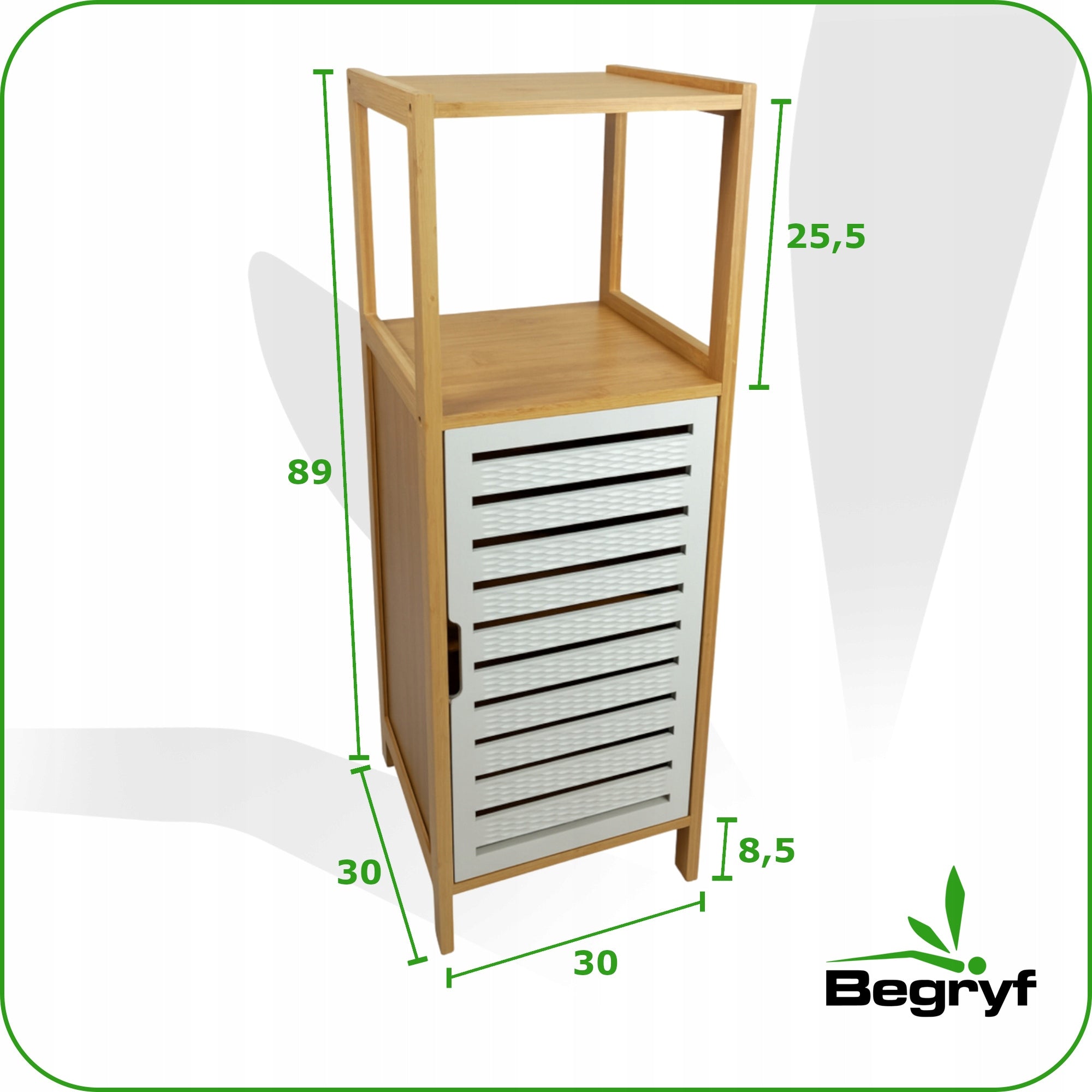 Bathroom CABINET BAMBOO 30 cm with shelf DOORS narrow for towels Manufacturer code SRB41