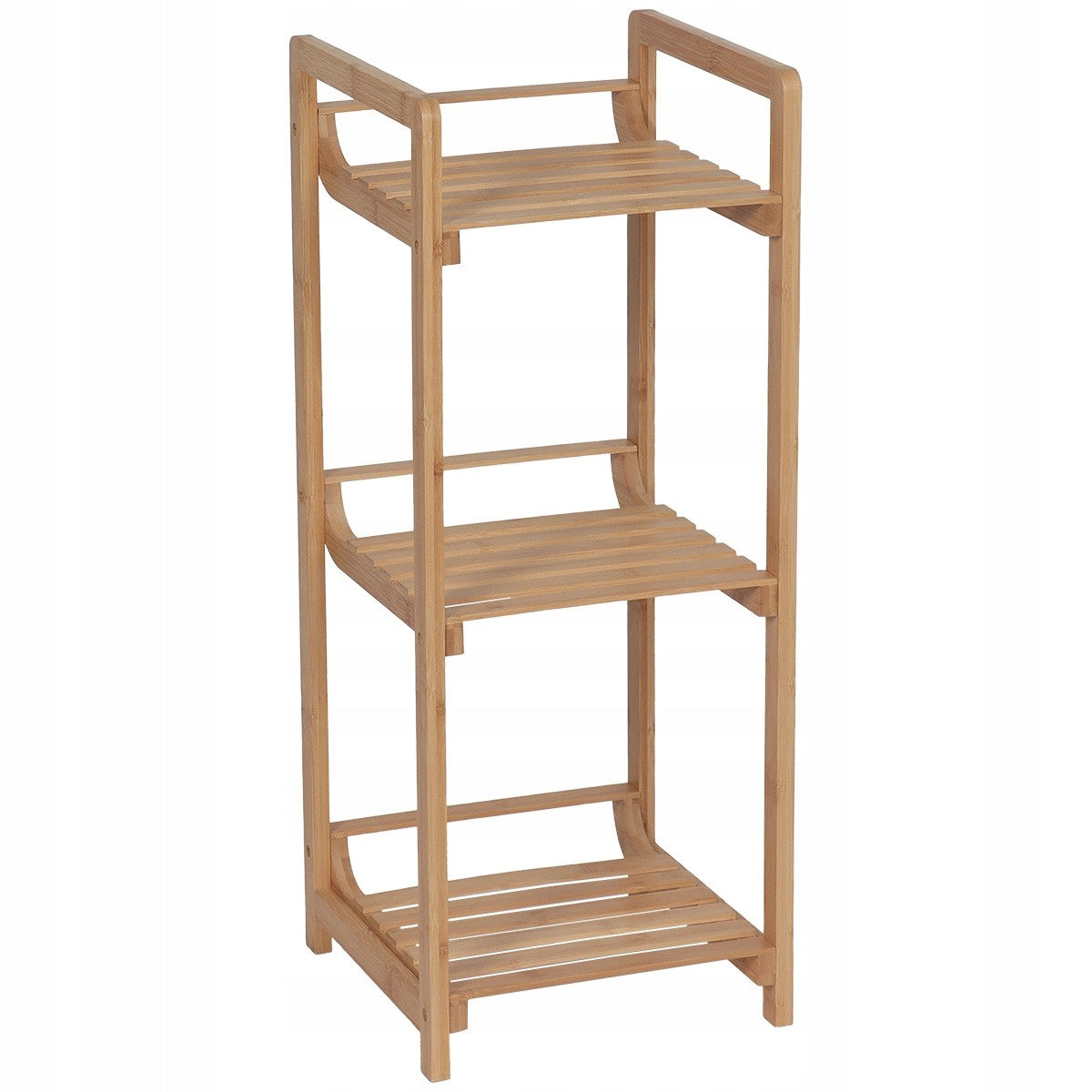 Bathroom Cabinet 3-Tier Bookcase for Cosmetics Bamboo Towels Narrow