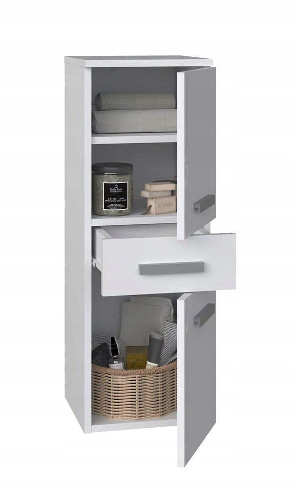 Bathroom Cabinet 30cm White Standing with Shelf Narrow Post Shelves White Manufacturer code Słupek Łazienkowy Stojący Do Łazienki Wąski