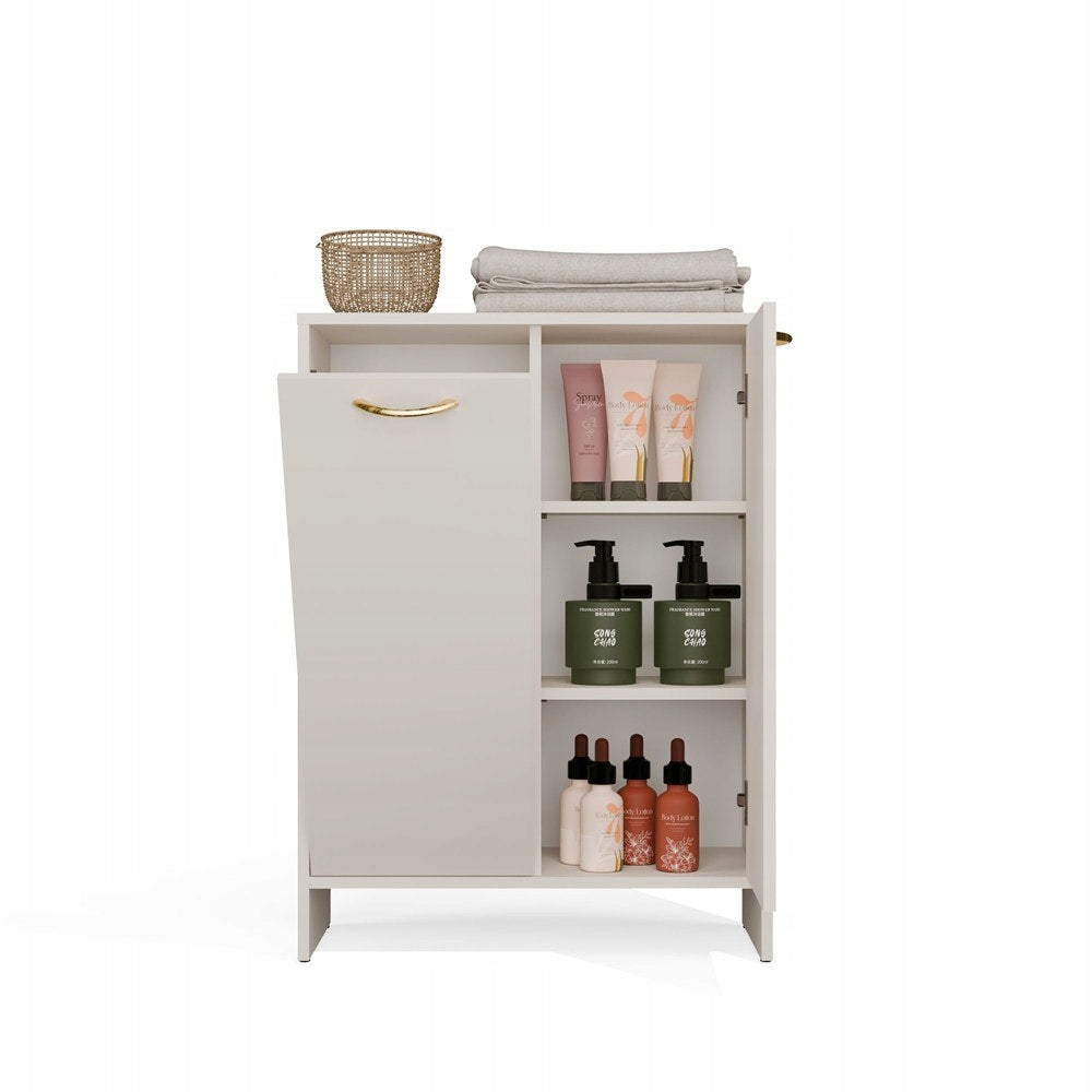 Bathroom Cabinet Cashmere Standing with Laundry Basket Bookcase Post Low Packaging status original