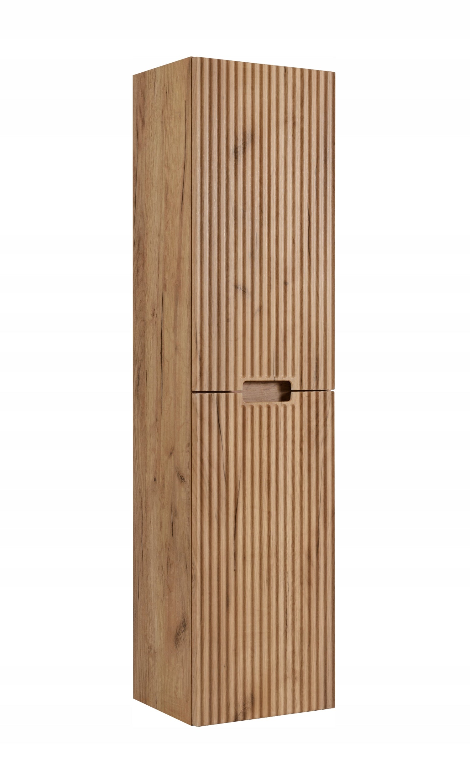 Bathroom Cabinet Hanging Post Oak 136 Cm GROOVED MDF Fronts 2x Door Furniture color gold craft oak