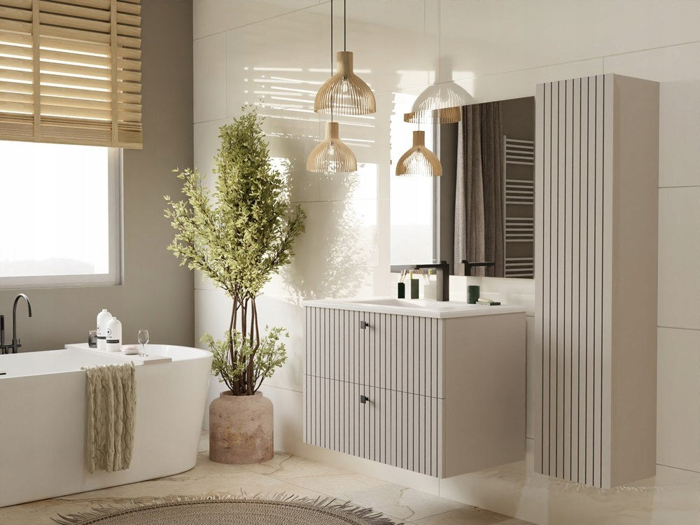 Bathroom Cabinet Rifled Cashmere Beige High Standing Bookcase Narrow Post Packaging status original