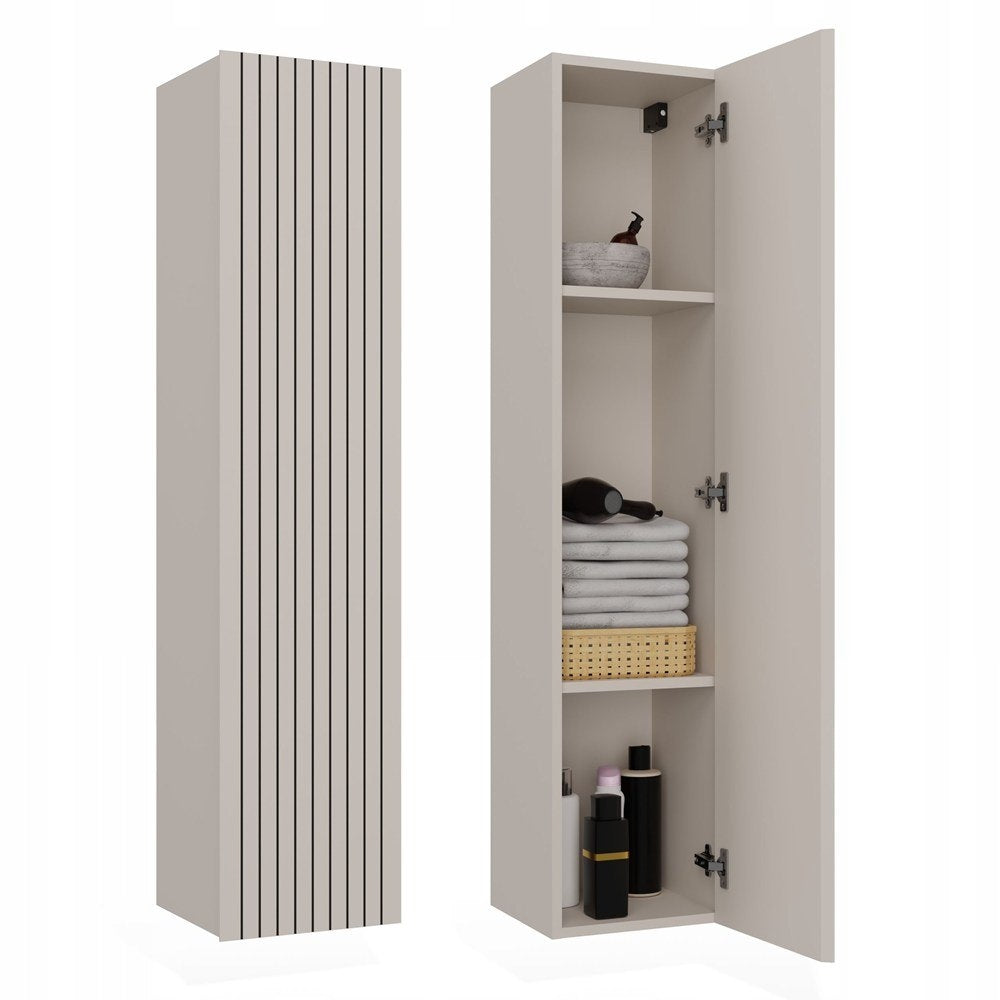 Bathroom Cabinet Rifled Cashmere Beige High Standing Bookcase Narrow Post