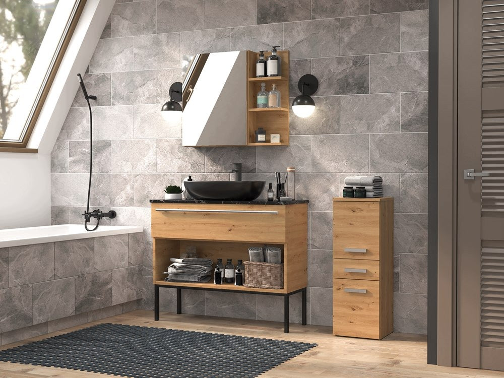 Bathroom Cabinet Standing Narrow Oak Artisan Bookcase Post Shelves For Bathroom Packaging status original