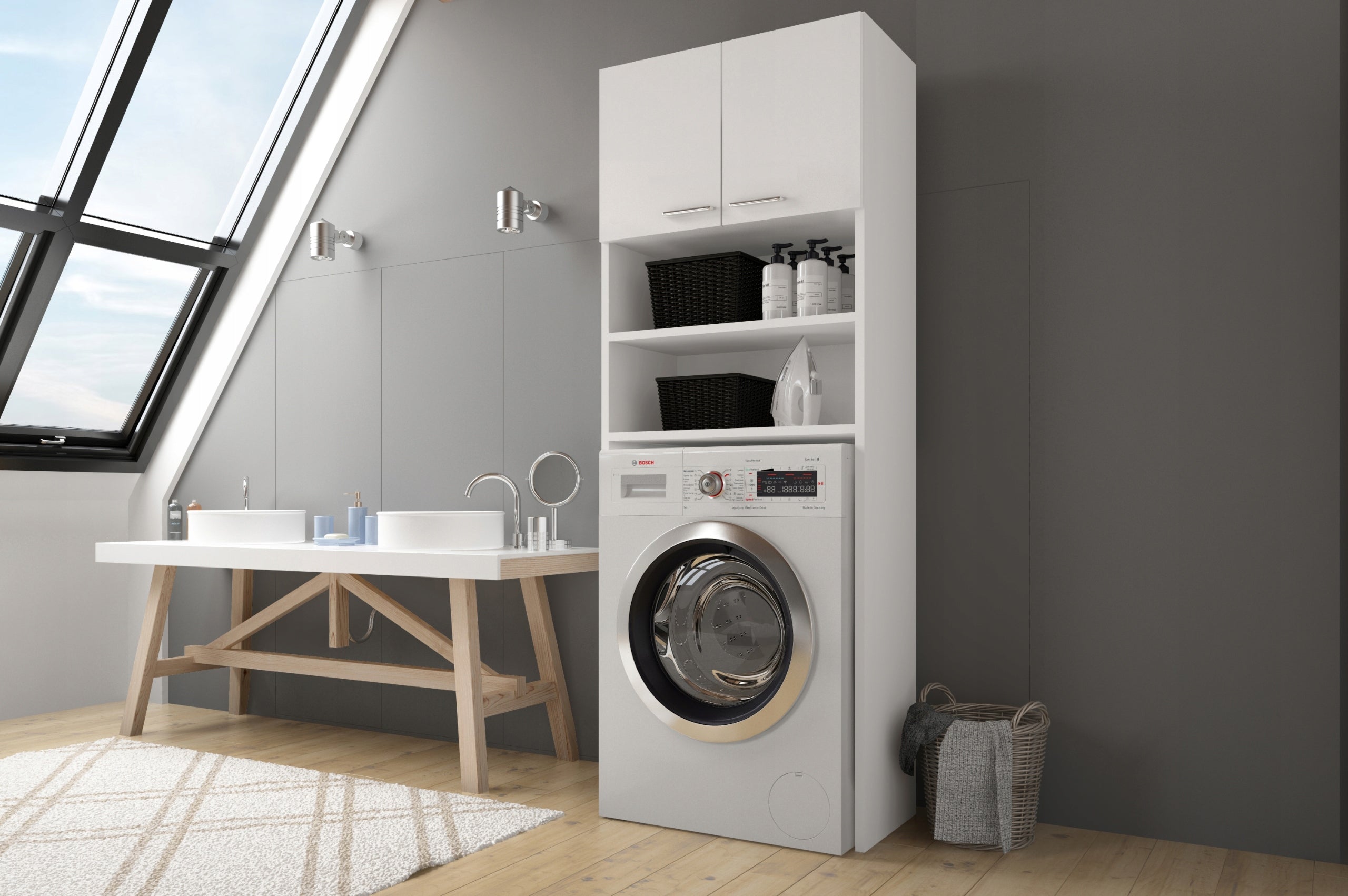 Bathroom Cabinet Standing Over Washing Machine Lara Post High Bathroom CASHMERE Manufacturer code szafka nad pralkę lara