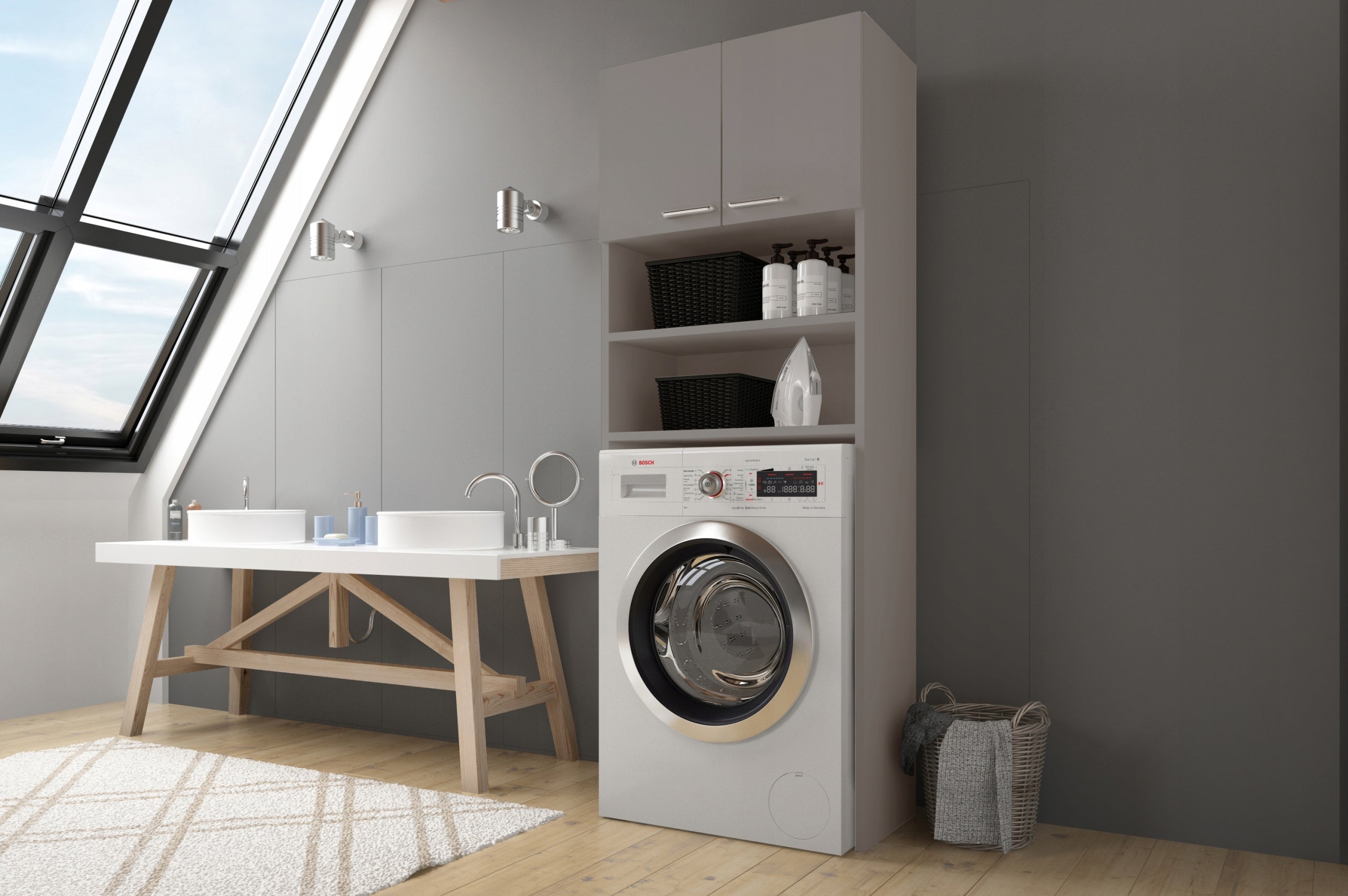 Bathroom Cabinet Standing Over Washing Machine Lara Post High Bathroom CASHMERE Packaging status original