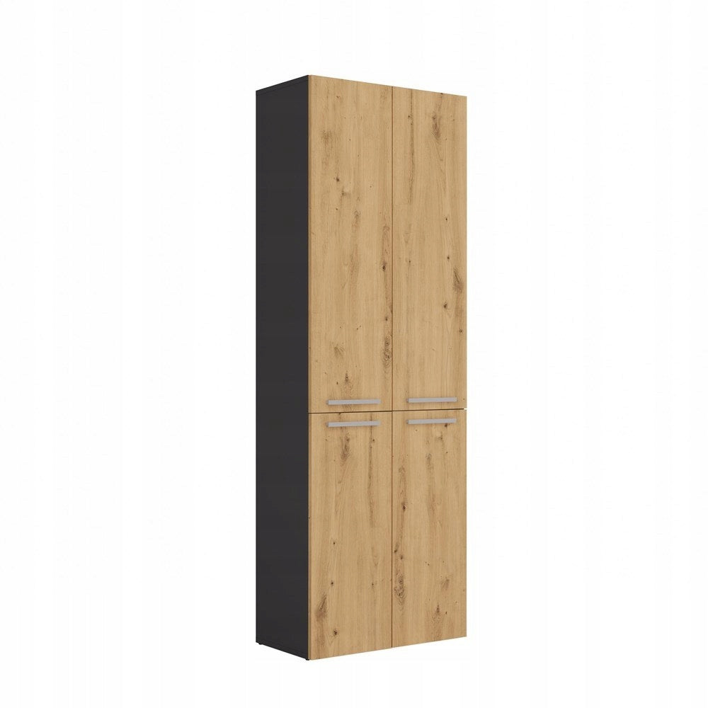 Bathroom Cabinet Standing with Laundry Basket 60cm Post Anthracite Artisan Manufacturer code Słupek Łazienkowy Stojący Dąb Do Łazienki