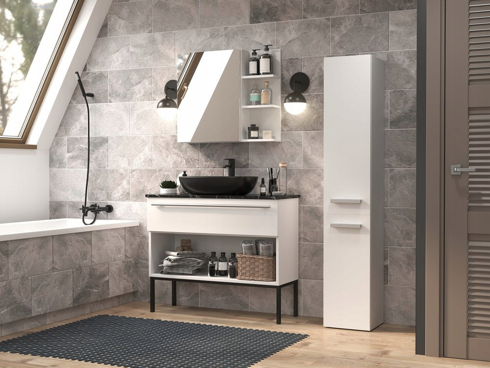 Bathroom Cabinet Standing with Shelf Narrow Post Bathroom Rack White Manufacturer code Szafka Biała Wąski Stojący Do Łazienki Biel