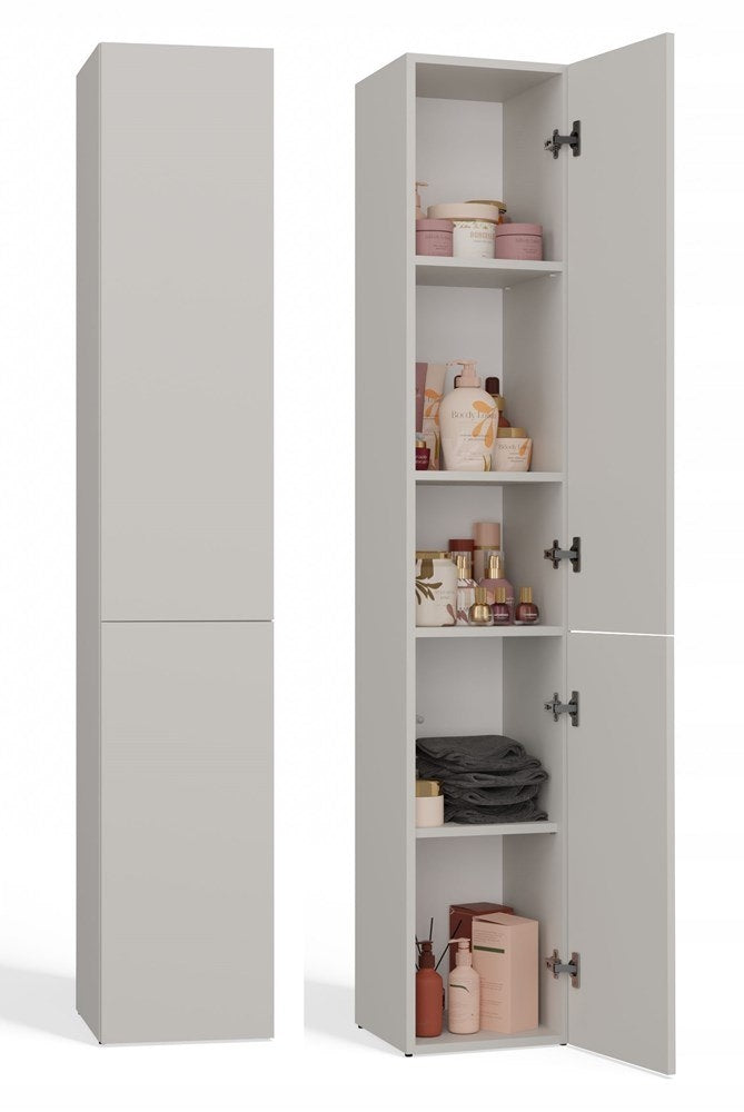 Bathroom Cabinet Standing with Shelf Narrow Post Bookcase Cashmere Beige Narrow