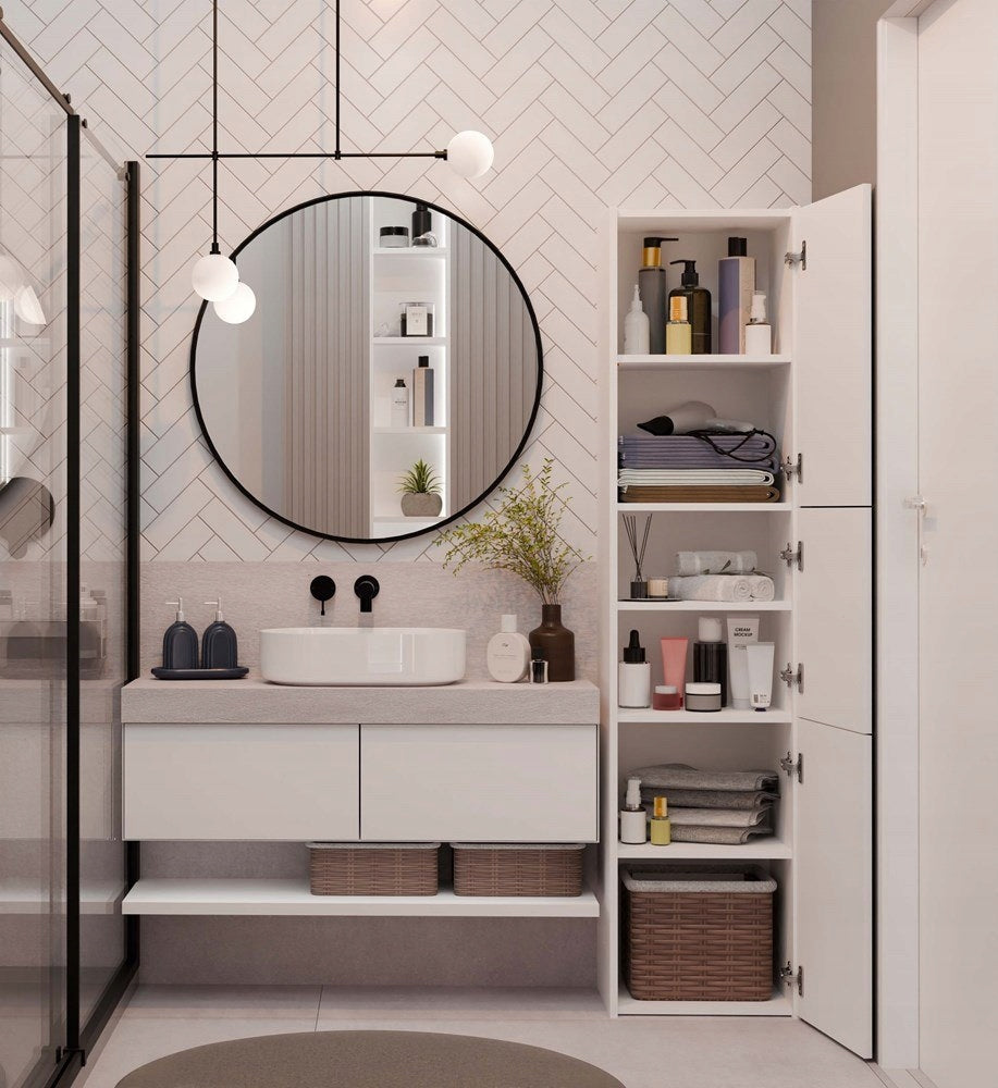 Bathroom Cabinet White High Standing Bookcase 40cm Post White High Manufacturer code Łazienkowy Stojący Do Łazienki Wysoka Szafka