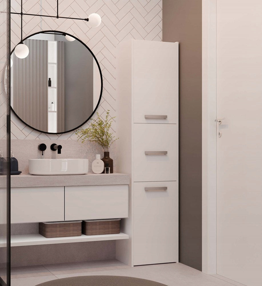 Bathroom Cabinet White High Standing Bookcase 40cm Post White High Packaging status original