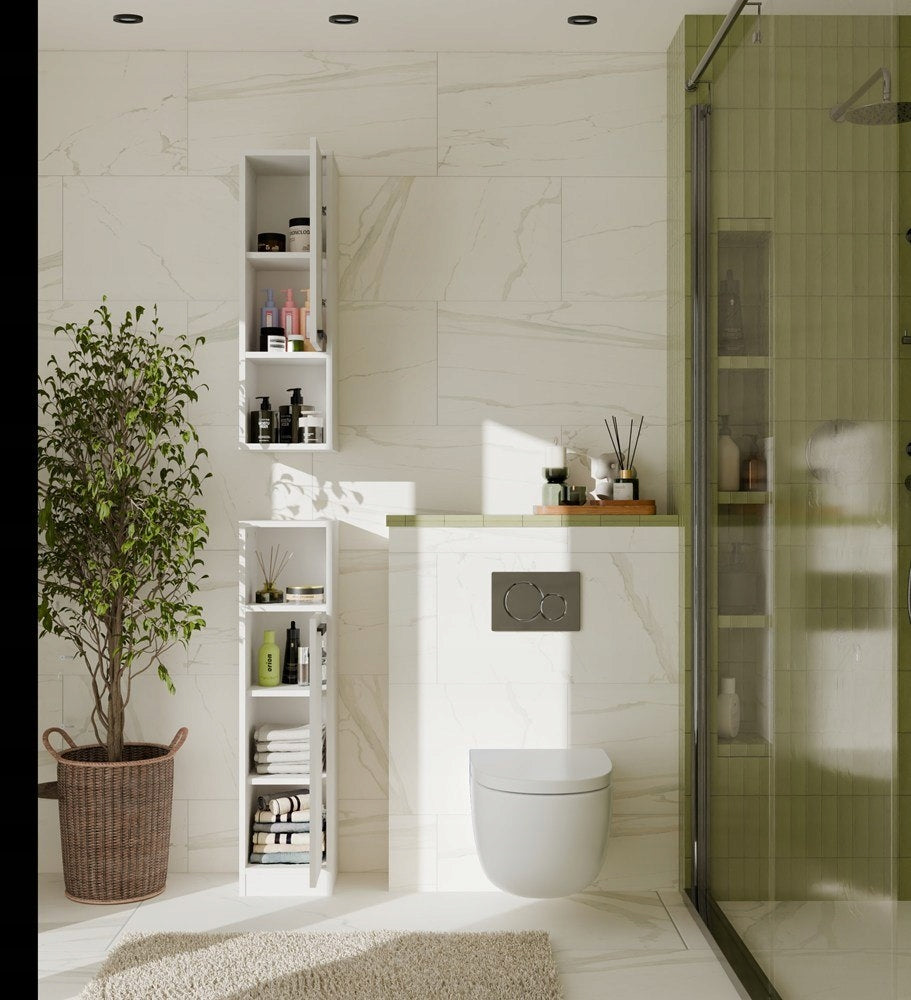 Bathroom Cabinet White Standing Narrow Bookcase White Post Shelves For Bathroom Manufacturer code Słupek Stojący Łazienkowy Niski z Półkami