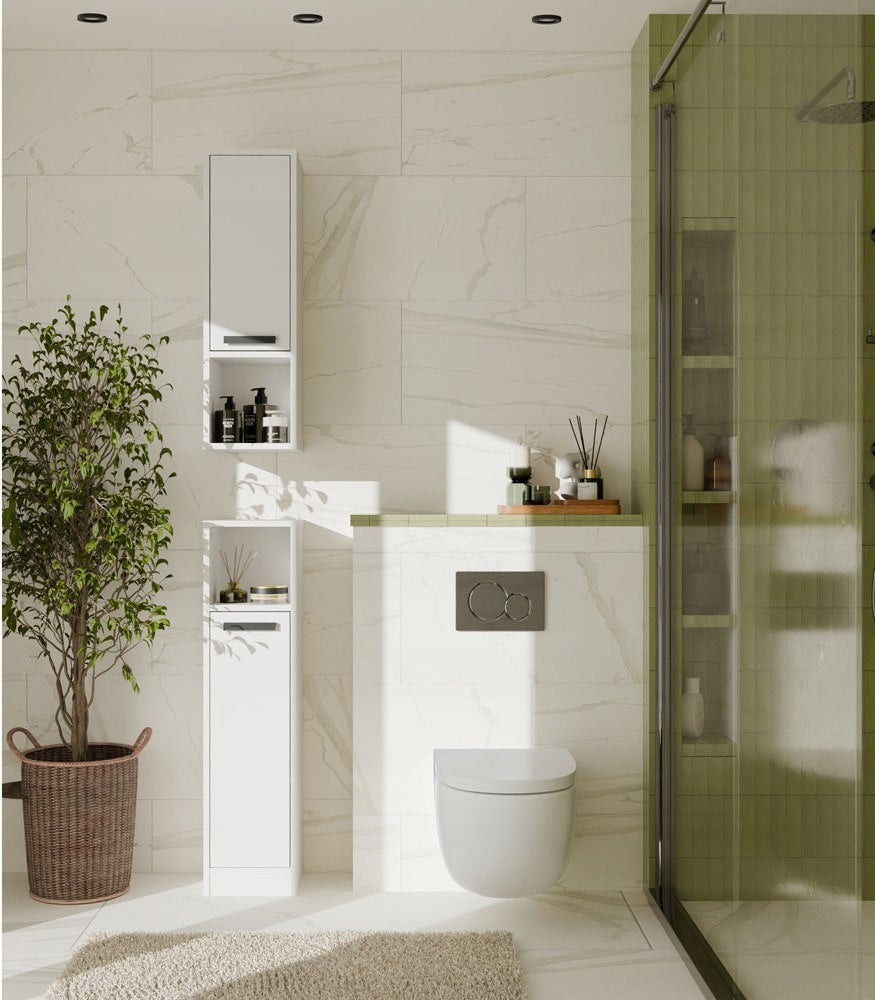 Bathroom Cabinet White Standing Narrow Bookcase White Post Shelves For Bathroom Packaging status original