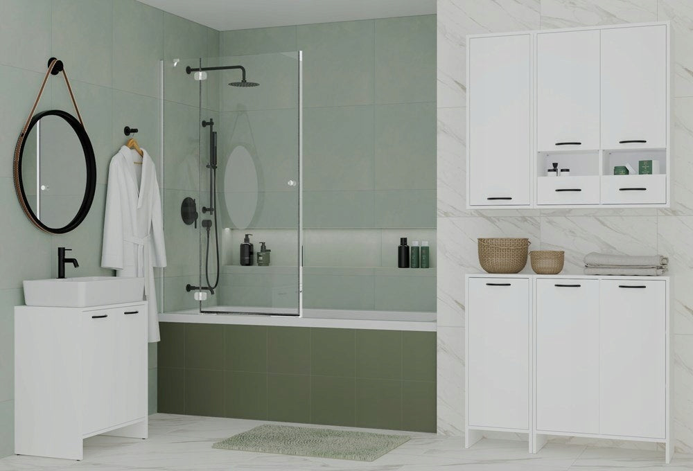 Bathroom Cabinet White Standing with Laundry Basket Narrow Post White Narrow Manufacturer code Słupek Łazienkowy Stojący Do Łazienki Niski