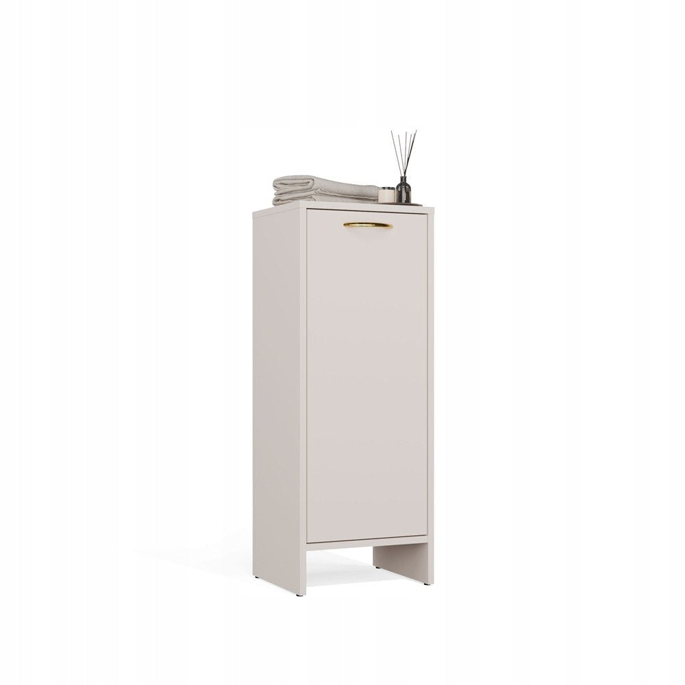 Bathroom Cabinet with Laundry Basket Cashmere 35 cm Bookcase Post for Bathroom Manufacturer code Stojący Beżowy Łazienkowy Niski z Koszem