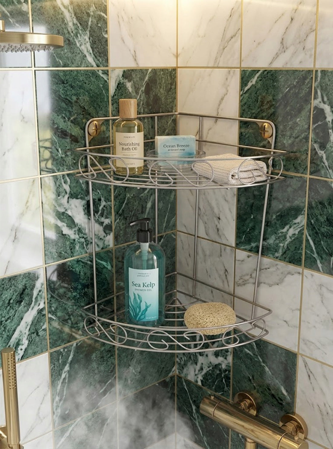 Bathroom Corner Shelf 2 Levels Chrome Shower Peg Metal Manufacturer code MBG6002412