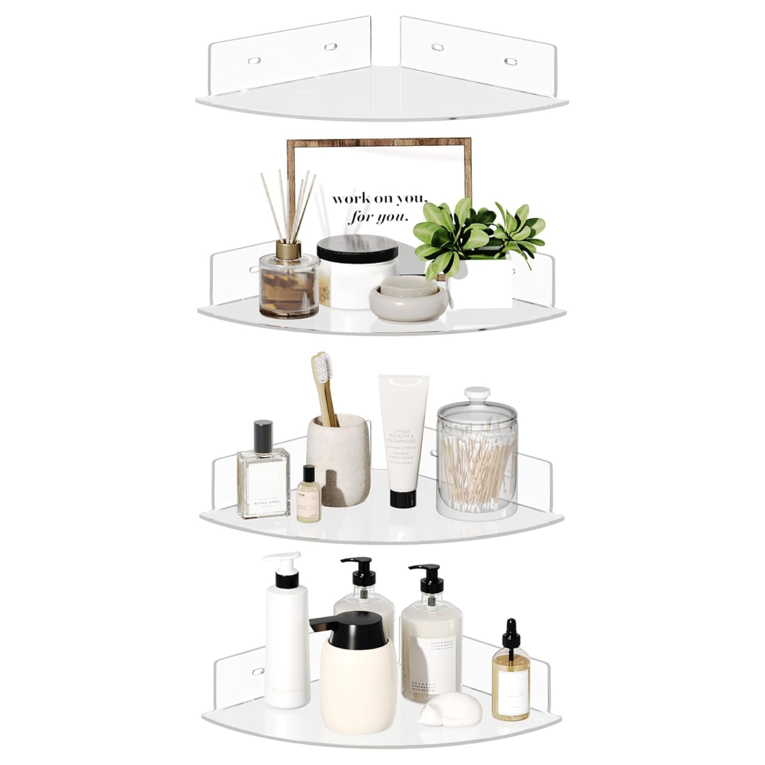Bathroom Corner Shelf Acrylic Transparent 4pcs 25cm Shower