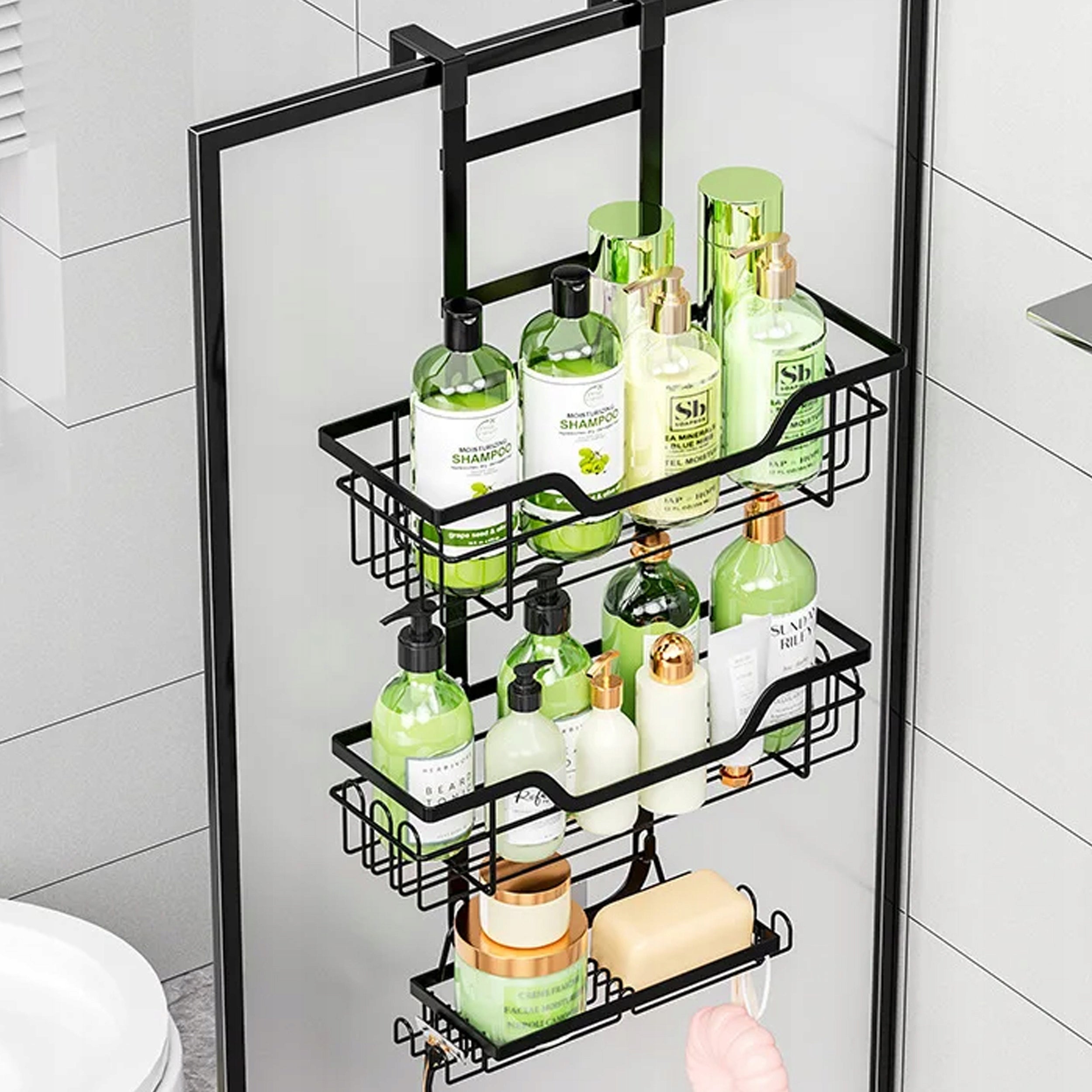 Bathroom Hanging Shower Shelf Hanging Metal For Window Packaging status original