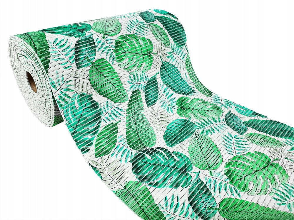 Bathroom Mat Wide 65cm Monster Leaves Green Product width 65 cm