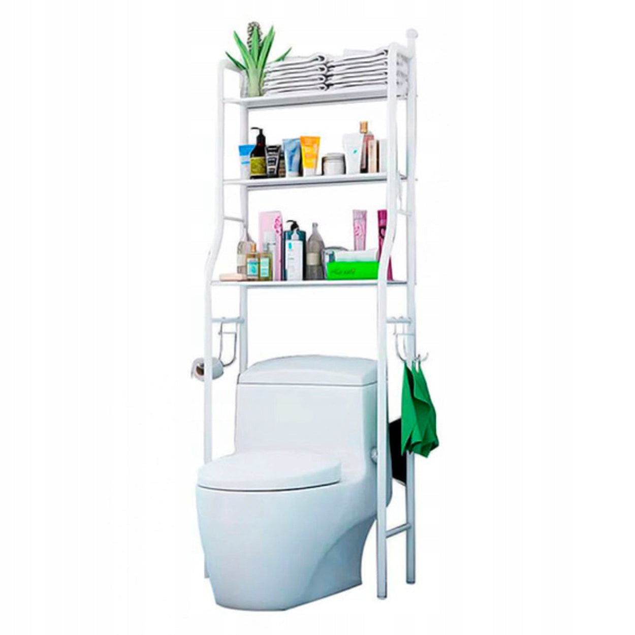 Bathroom RACK 3 Shelves Freestanding Toilet RACK TOILET WHITE