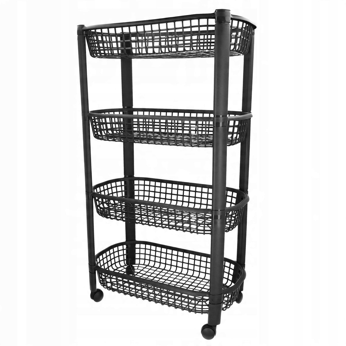 Bathroom RACK ON WHEELS for cosmetics and mobile towels 4 shelves Manufacturer code REGAŁ NA KÓŁKACH 4 poziomowy czarny