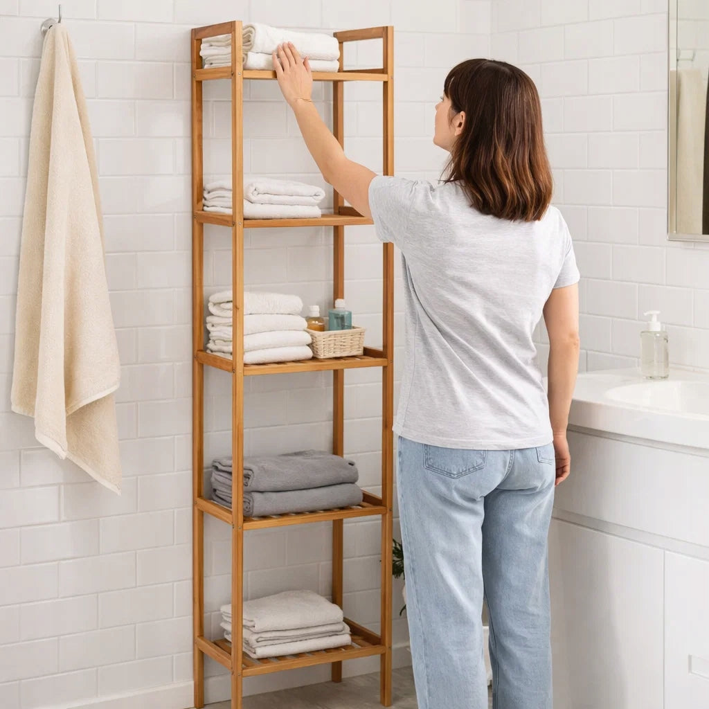 Bathroom Rack Shelf Bamboo Ladder Rack Universal Bamboo Manufacturer code id 715