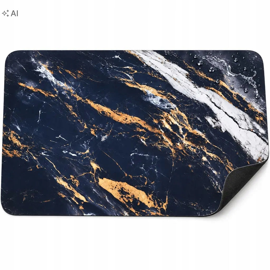 Bathroom Rug 49×79 Marble Mat Non-Slip Black