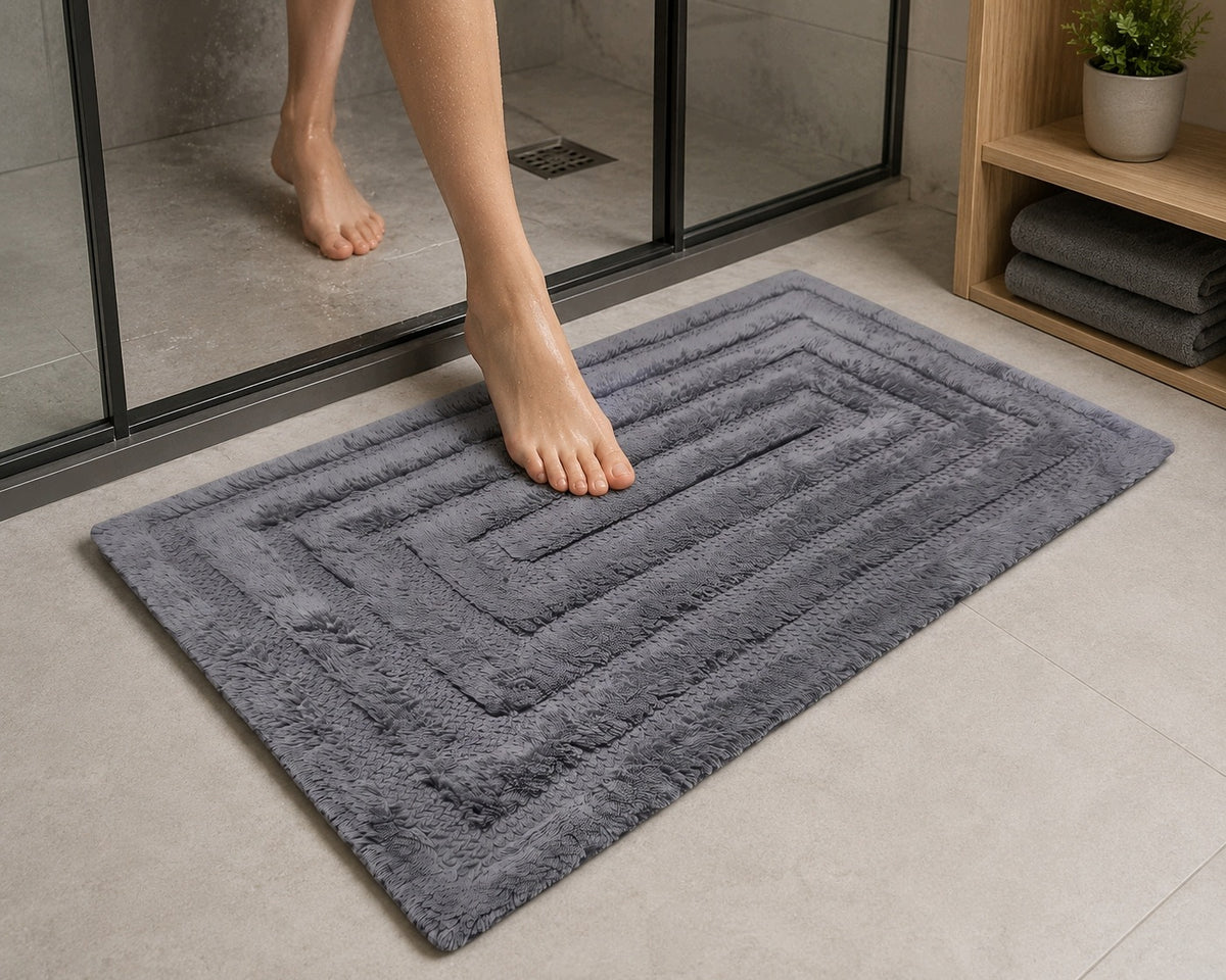 Bathroom Rug 50x80 GREY MAZE 100 % COTTON Absorbent THICK Manufacturer code ES-231-50-80-GREY-LABIRYNT