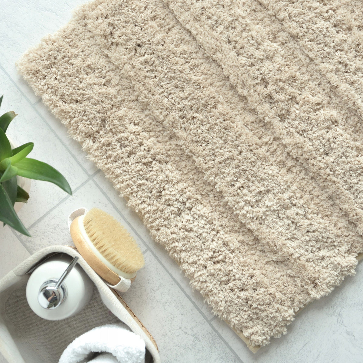 Bathroom Rug Anti-Slip Beige 60x90cm Super Soft Fluffy Nice EAN (GTIN) 5904169726618