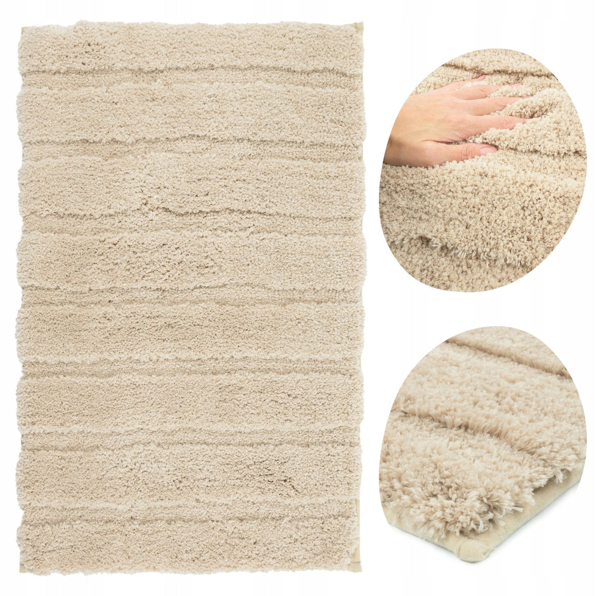 Bathroom Rug Anti-Slip Beige 60x90cm Super Soft Fluffy Nice
