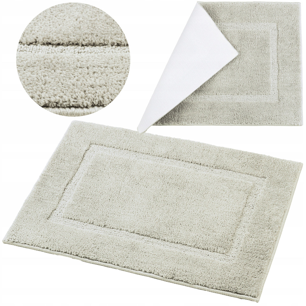 Bathroom Rug Anti-Slip Quick-Drying Mat Beige Soft 65x45 cm