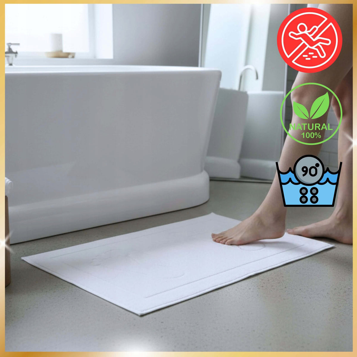 Bathroom Rug Anti-slip 50x70 Cotton 650g White Soft Pleasant Packaging status original
