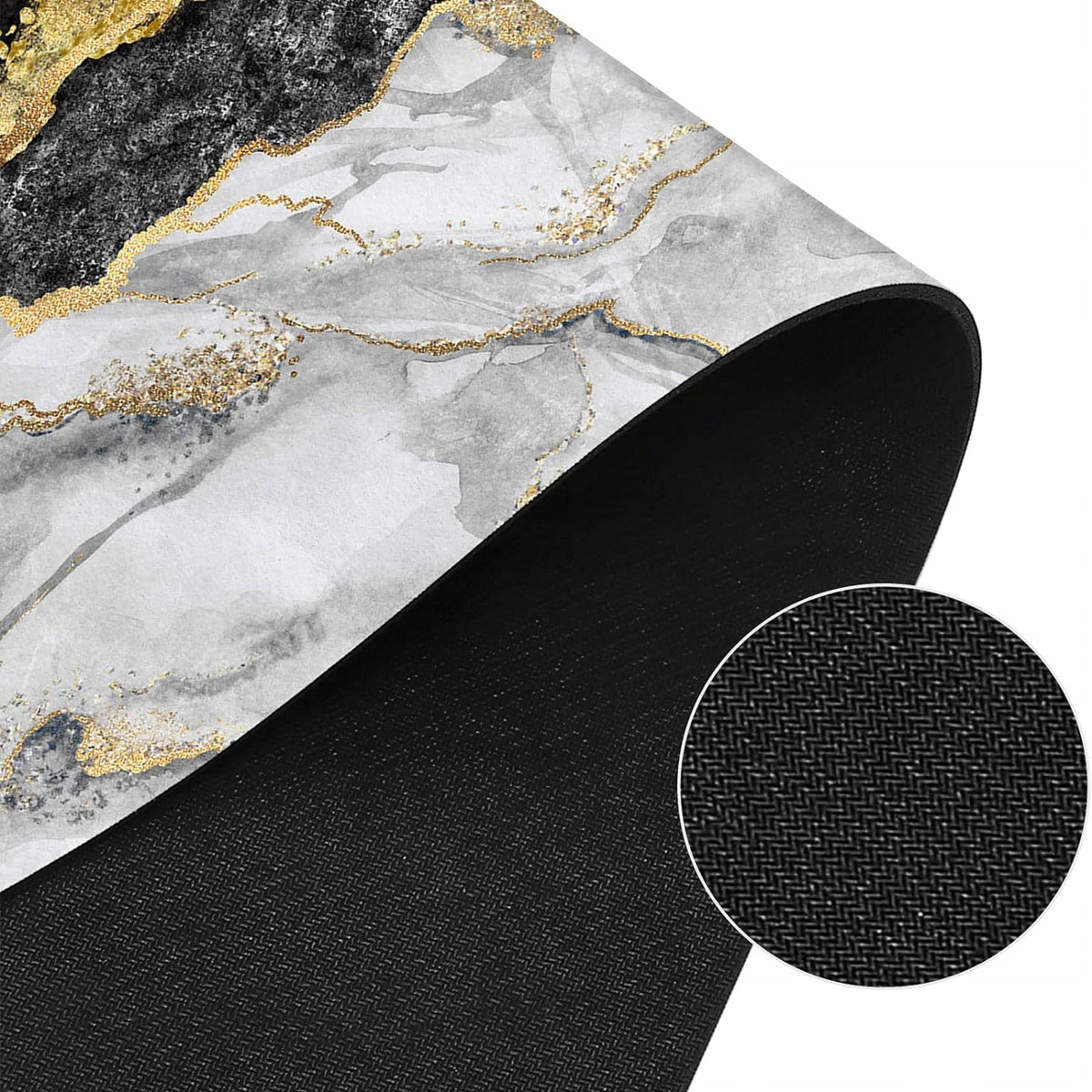 Bathroom Rug Anti-slip QUICK-DRYING Mat GOLD MARBLE 80x50 XXL Length 80 cm