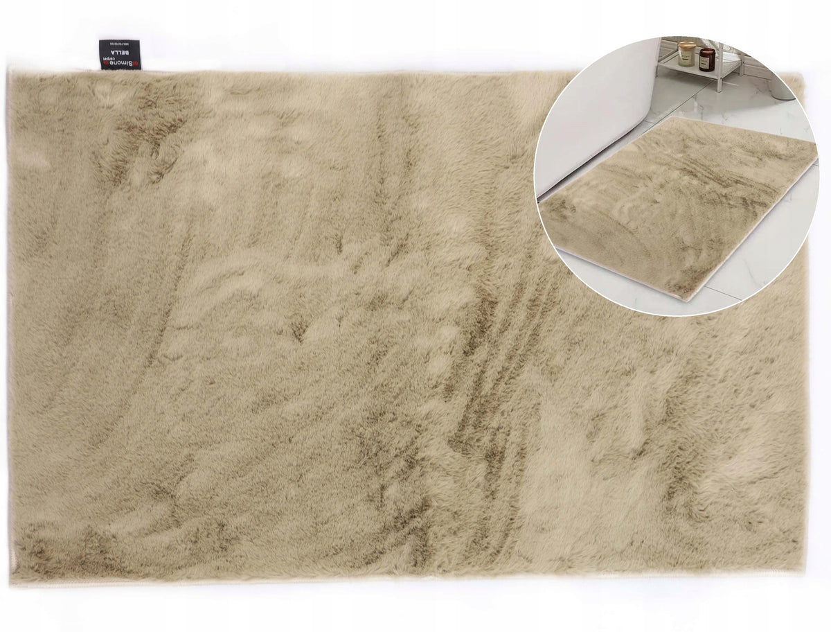 Bathroom Rug Anti-slip Soft Rabbit Beige 60x90 cm Bella