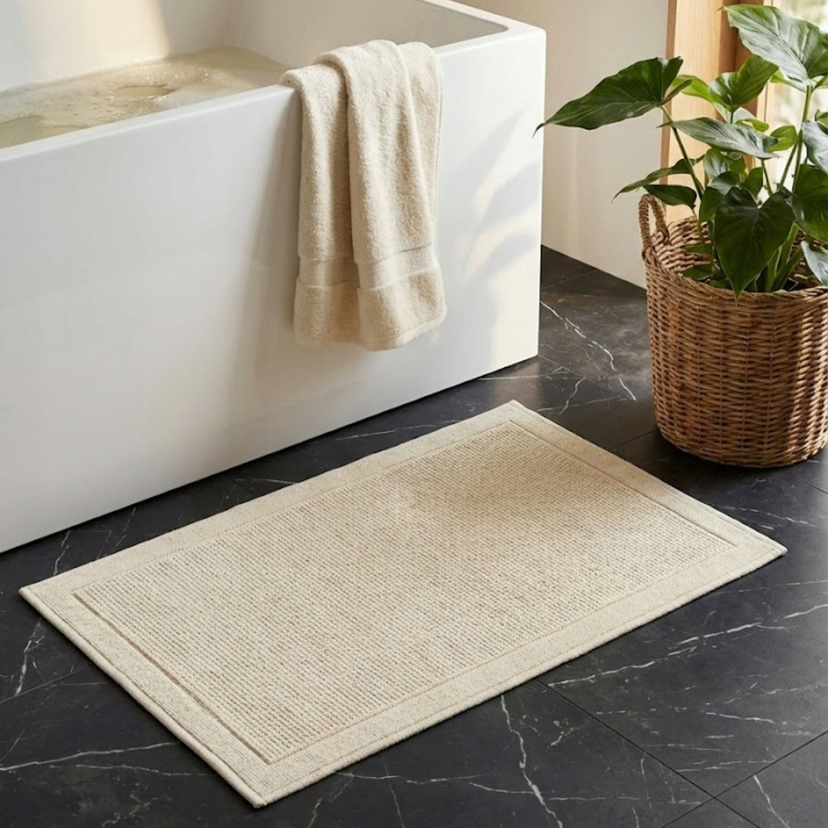 Bathroom Rug Cotton Absorbent Anti-Slip Washable 50x80cm Solid Packaging status original
