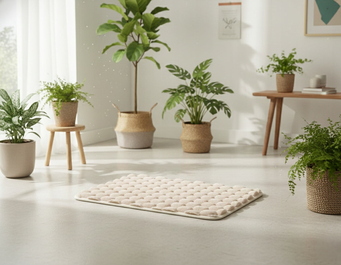 Bathroom Rug Cream 50x80 cm Decorative Rubber Bottom Soft for Home Packaging status original